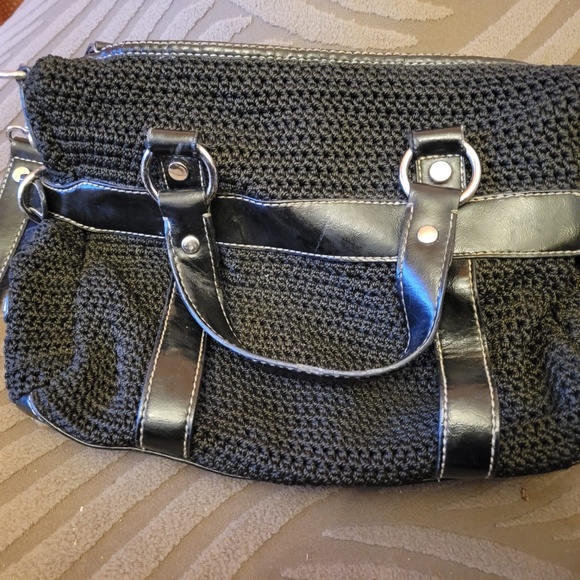 Vintage The Sak black crochet and leather purse - Picture 9 of 13